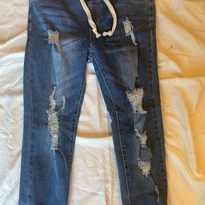 American Bazi Dark Blue Distressed Jeans Size Large